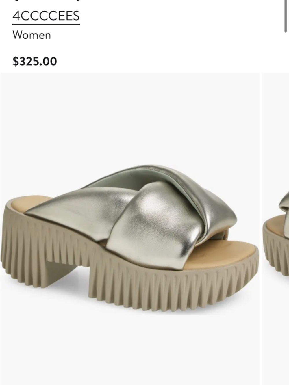 Metallic Leather Slide Sandals in Silver w/ Cushioned Platform by 4CCCCEES - Picture 4 of 5